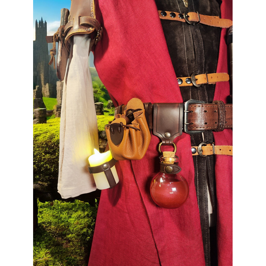 Bourse de ceinture en cuir bicolore avec accessoires de GN